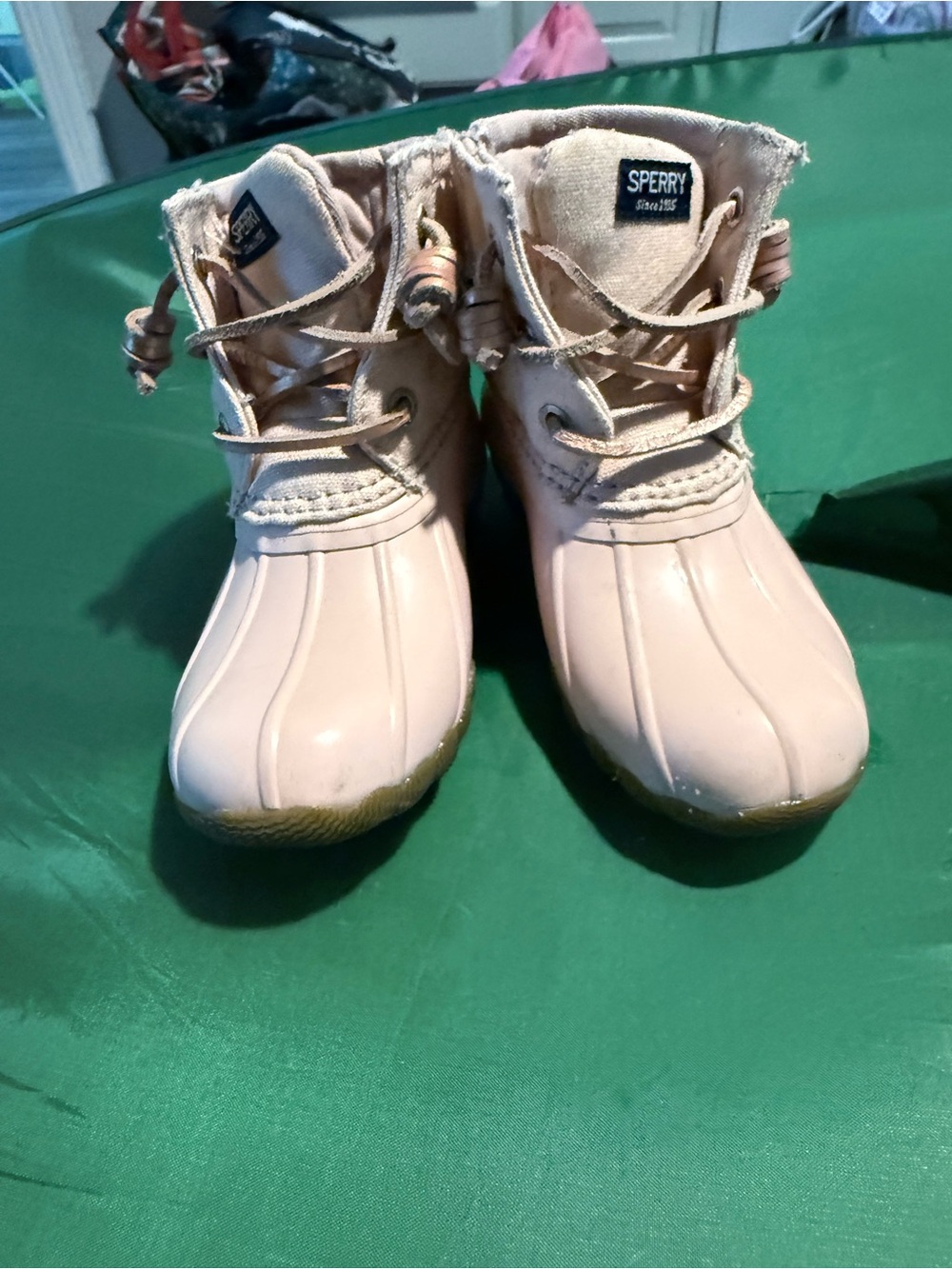 Sperry Duck Boots — Blush Pink & Tan Size 9